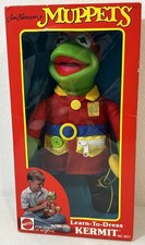 Jim Henson's Muppets Learn-to-Dress KERMIT 14" Doll 1990, Mattel NEW Open Box 