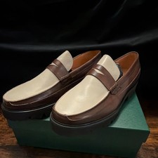 Marc Nolan Brown Beige Leather Loafer Men's Dress Shoes US Size 16 Two Tone