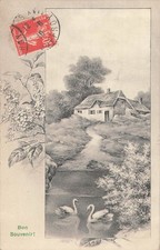 CP ILLUSTRATED GOOD SOUVENIR FRAME HOUSE SWANS - 52254