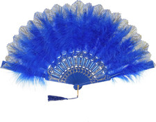 BABEYOND Marabou Feather Fan 20S Vintage Folding Fan Flapper Hand Fan for Costum