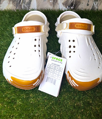 Crocs Echo Gum Ro Clog White/Brown Synthetic Slip-On Strap women's US 8 EU 38-39