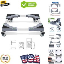 Carrello Carrello Elettrodomestico con 4 Bloccaggio Ruote Doppia Mini Supporto Frigo Regolabile...