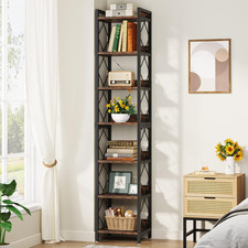 78.7 Inch Tall Skinny Narrow Bookshelf Bookcase, Brown