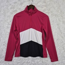 KJUS Girls Pink Colorblock Julie Midlayer Half Zip Athletic UPF50 Chevron