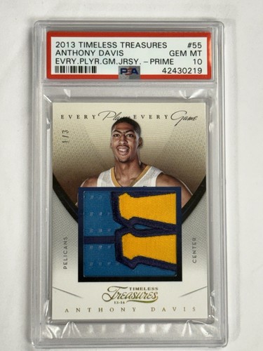 ANTHONY DAVIS 2013-14 TIMELESS TREASURES ROOKIE GAME-WORN PATCH PSA 10 POP 1 #/3
