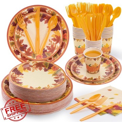 Fijinhom Fall Party Paper Plates Pumpkin 50 Guests