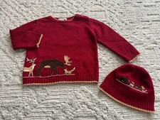 Vintage Boy's JANIE  JACK Size 4 Winter Animals Theme Sweater  Hat Outfit