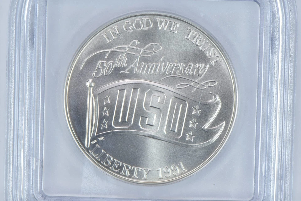 1991-D USO Commemorative Silver Dollar MS70 ICG *4903 - Image 3 of 4