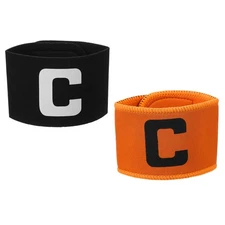 Soccer Captain, Soccer Captain Armband Elastic Adjustable (2 Pack, Black/Orange)