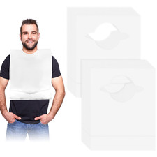 200 Hicarer Disposable Adult Bibs w/ Crumb Catcher, Elderly Dining, Plastic