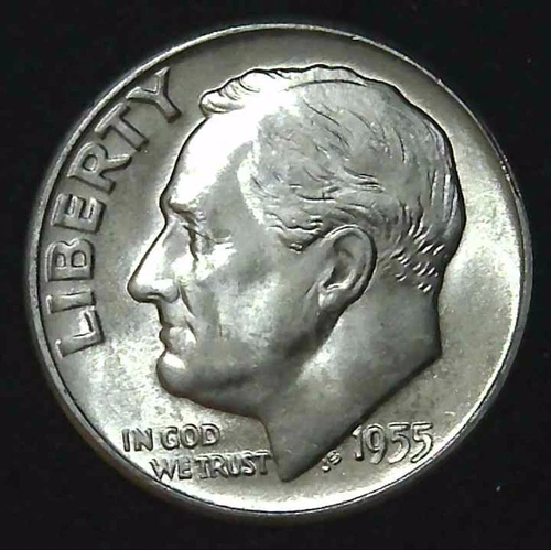 1955-S 10C Roosevelt Dime BU 90% Silver 26owt0311-1