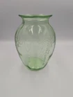 Vintage Anchor Hocking Ballerina Cameo GREEN Uranium Depression Glass 8" Vase
