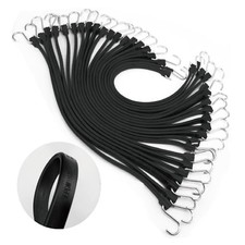 15" Bungee Cords with Hooks, EPDM Rubber Tarp Straps 30pcs 15inch