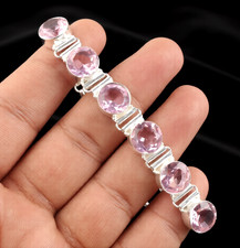 Lovely Pink Kunzite Gemstone 925 Sterling Silver Handmade Jewelry Bracelet 8"