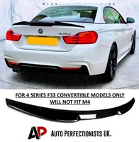 Spoiler Stivale Posteriore Bmw Serie 4 Cabrio F33 Nero Lucido Stile M4 Kit Ala Labbro