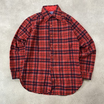 Pendleton Flanellhemd Herren Medium Vintage Wolle Buffalo Karo Button Down, rot
