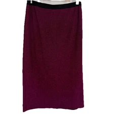 Ming Wang Womens Midi Skirt Medium Black Pink Micro Check Stretch Career Classic