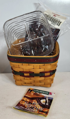 Longaberger 1998 Vintage Father's Day Finders Keepers Basket+Prot+Liner+Card