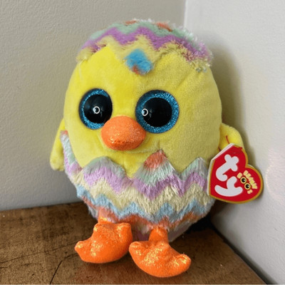 Ty TySilk Corwin 6'' Baby Chick Easter Egg Beanie Baby Beanie Boos Pastel Plush