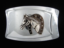 RF13110 VINTAGE 1970s  HORSE  HORSESHOE  WESTERN  COWBOY BELT BUCKLE