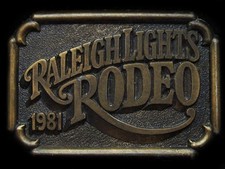 JA21169 VERY COOL VINTAGE 1981 RALEIGH LIGHTS RODEO BRASSTONE BELT BUCKLE