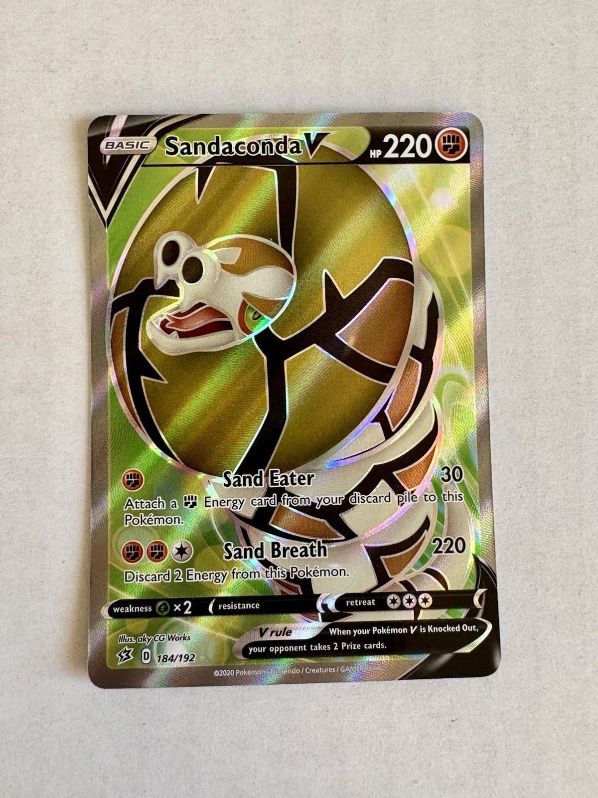 Sandaconda V 184/192 Full Art SWSH02 Rebel Clash Ultra Rare Holo Near Mint NM