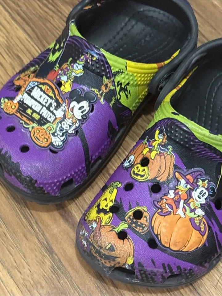 Crocs Bebé Niño Niño Niños Niñas Talla 7C Parche Calabaza Halloween Zapatos Zuecos Foto 4 de 4