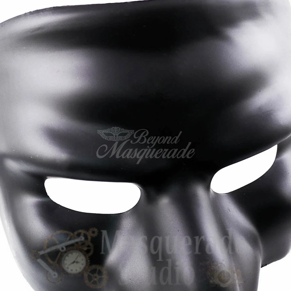 Men's Venetian Zanni Nasone Grezzo Short Nose Costume Masquerade Mask [Black] - Image 4 of 4
