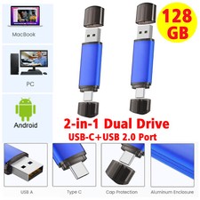 128GB USB 2.0 Flash Drive Type C OTG Dual Port Memory Stick Type C Pen Drive Lot