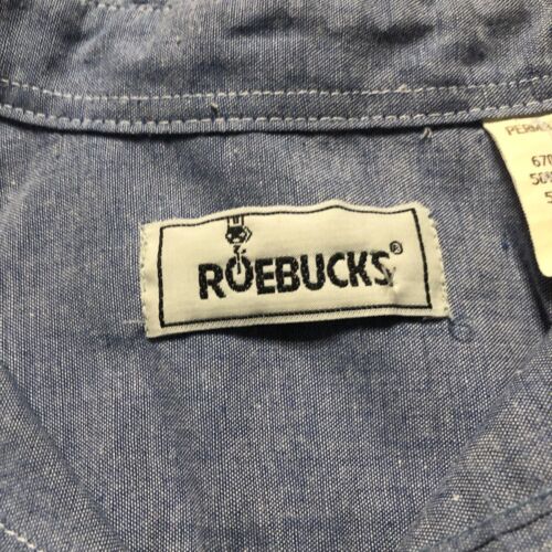 Roebucks Perma Prest Button Up Shirt Vintage 2XL or XXL Rockabilly Light Blue - Picture 2 of 9