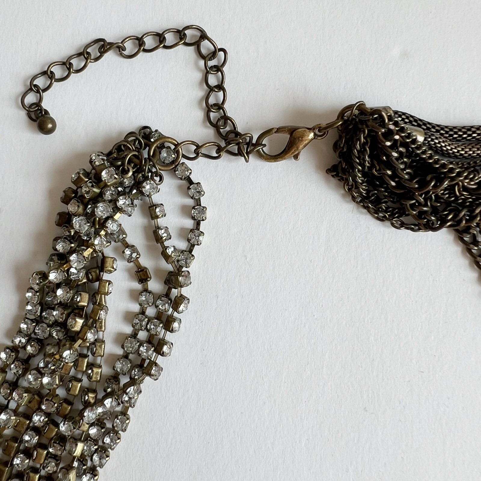 Multi layer chain rhinestone statement necklace b… - image 3