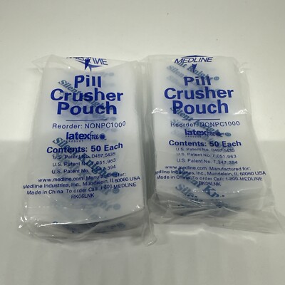 Medline 100 pcs Pill Crusher Pouch (2pks of 50) for Silent Knight Latex  Free New