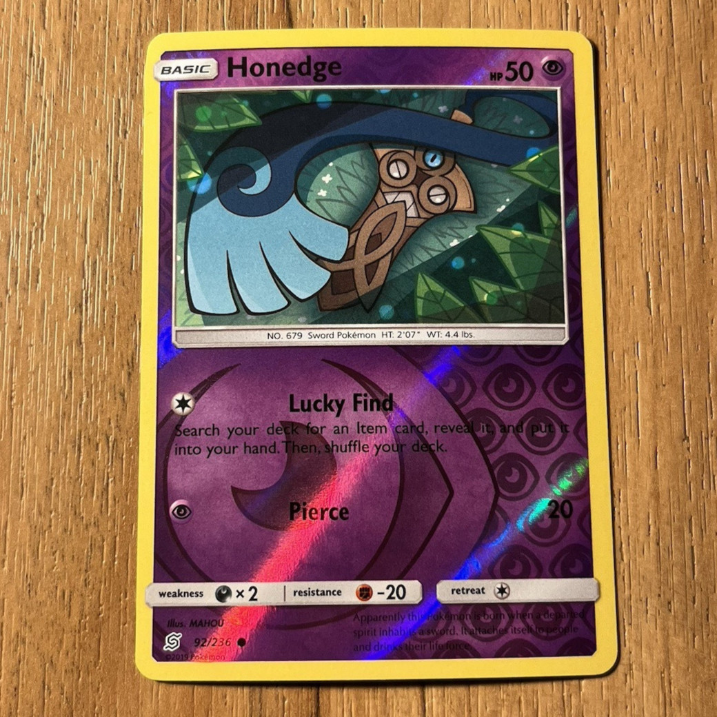Honedge 92/236 Unified Minds Reverse Holo Rare Pokemon Card NM