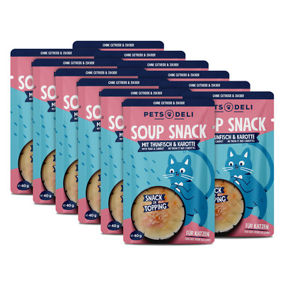 Pets Deli Getreidefreier Suppensnack für Katzen mit Thunfisch  12 x 40g