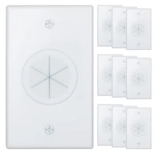 Cable Pass Through Wall Plate with Round Silicone Passthrough for Cables 10Pack