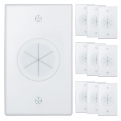 Cable Pass Through Wall Plate with Round Silicone Passthrough for Cables 10Pack