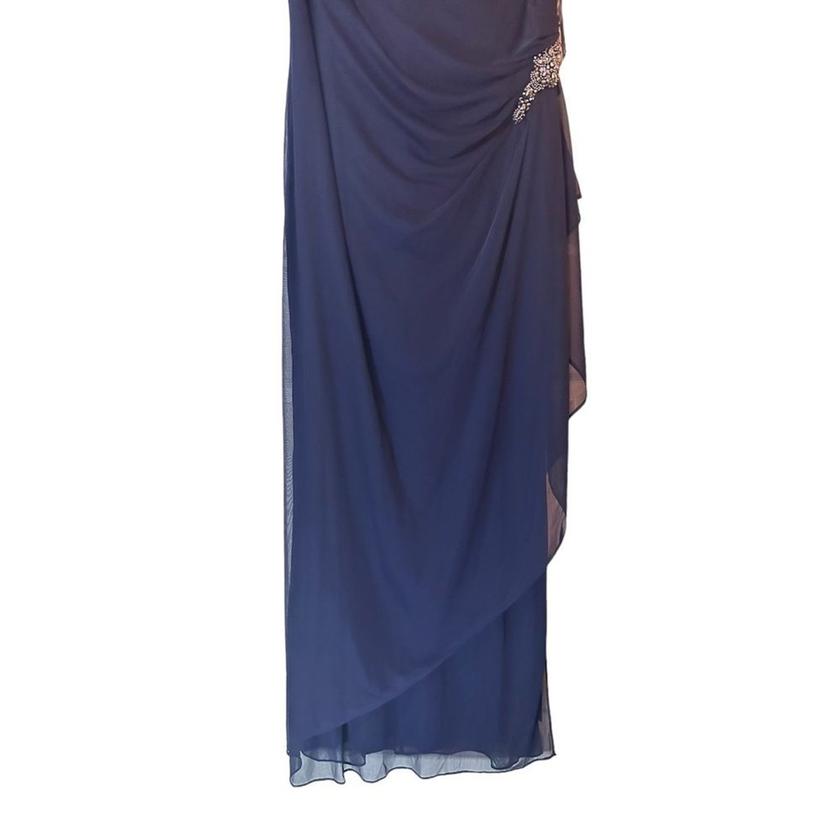 Alex Evenings Navy Blue Women's Event Gown RhineStone Long Maxi Dress Sz 14  W | eBay