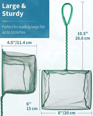 8 Inch Fishing Net Soft Nylon Mesh Sturdy Handle For Small Fish And Shrimp  | eBay