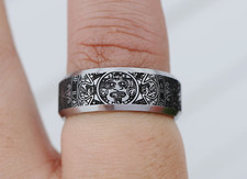 Engraved Marked Mexican Aztec Calendar Warrior Mayan Band Montezuma Ring - 8mm