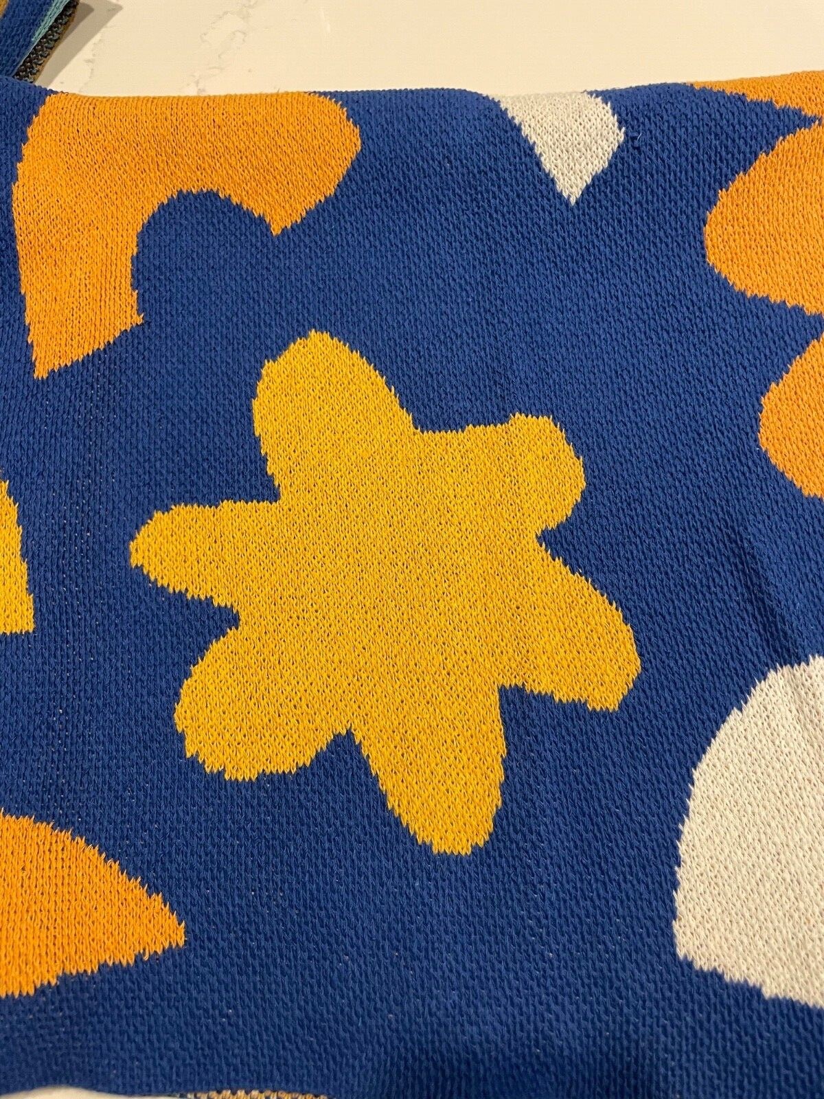 Happy Habitat Throw Blanket &nbsp;Gold Blue Flowers New 30x40