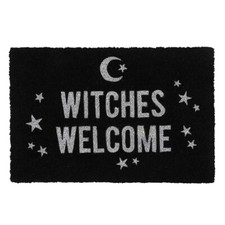 BLACK COIR DOORMAT WITCHES WELCOME GOTHIC ALTERNATIVE DOOR MAT HORROR