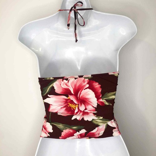 Letarte Tankini-Oberteil Badeneckholder Blumenmuster braun rosa Maui Damen 6 - Bild 2 von 4