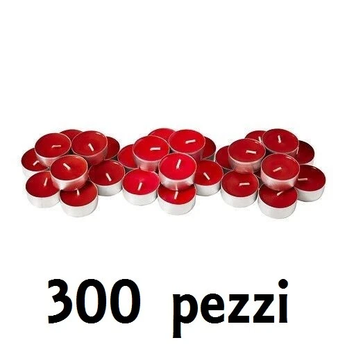 Set 300 Pezzi Candele Tonde Rosse Tealight Tea Lights Lumini hmj