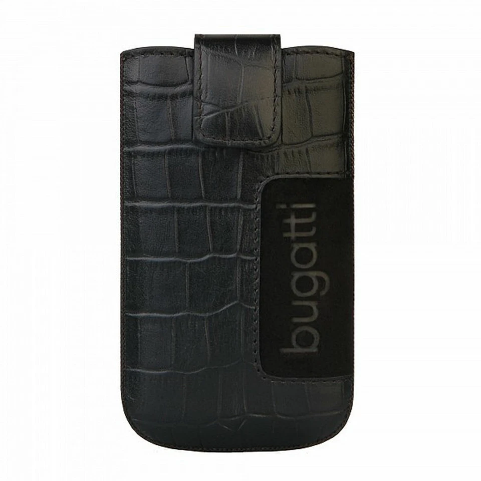 Bugatti Handy Leder Tasche Hülle Cover Slim Case Leather Croco in Black Size SL - Bild 4 von 4