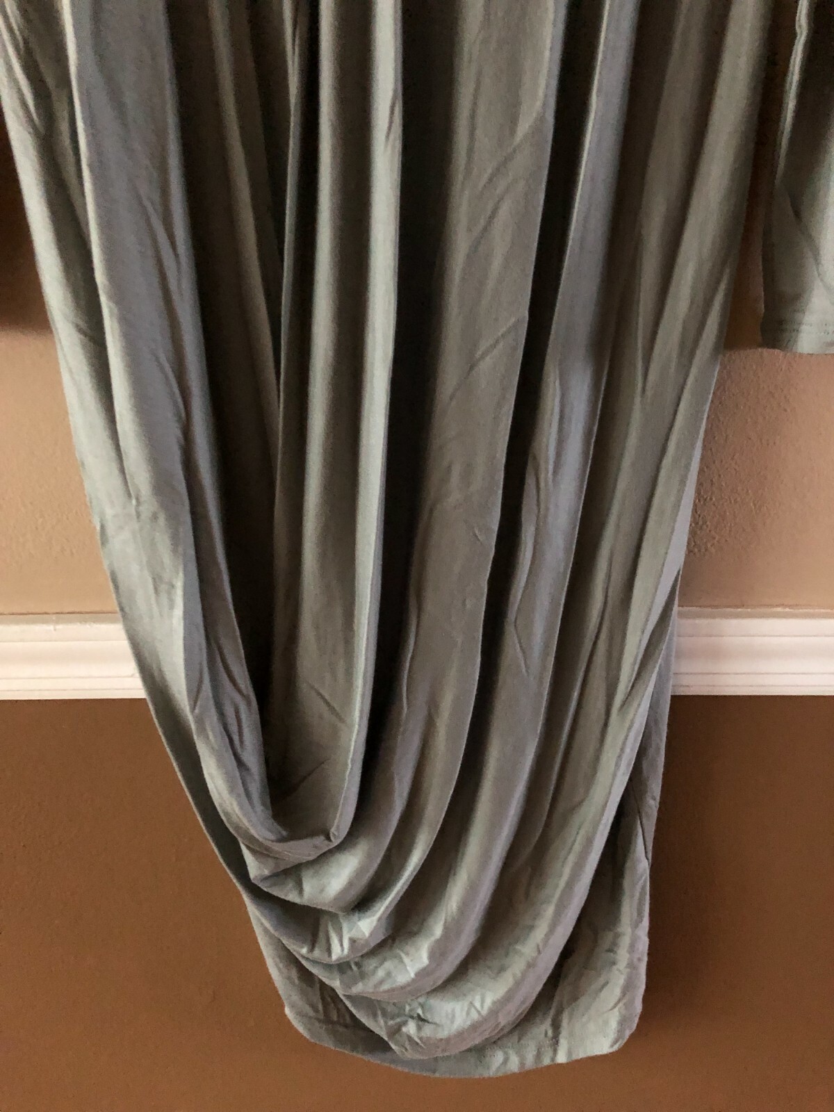 Go Couture Women's Long Sleeve Asymmetrical Bottom Green Dress Made in USA  L