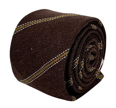 Cravate En Coton Tweed Jaune Et Vert Frederick Thomas - Fait Main Au UK, Neuve Avec étiquettes