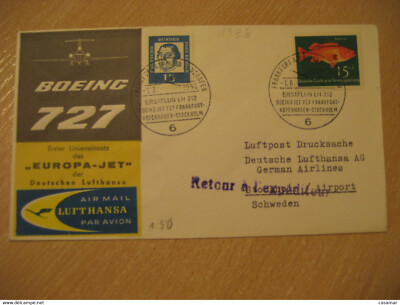 COPENHAGEN Stockholm 1964 Lufthansa Airline Jet Boeing 727 First Flight Cancel C