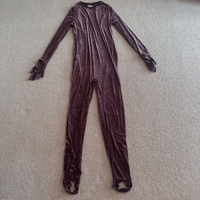Skims Chestnut Velvet Logo Stirrup Catsuit Jumpsuit, Size 3X NWT