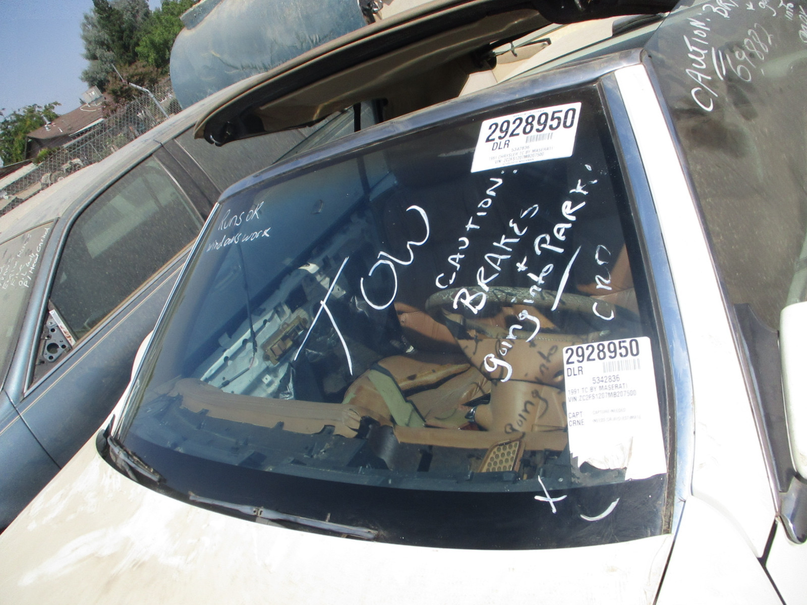 Front Windshield Glass Chrysler Maserati TC 89 90 91