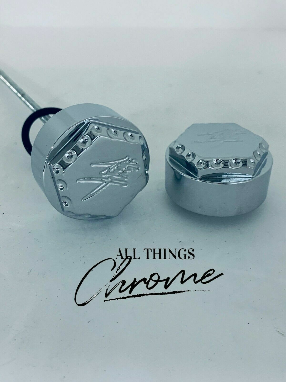 HAYABUSA CHROME DIAMOND CUT KANJI ENGRAVED FRONT AXLE CAPS 2001 SUZUKI HAYABUSA
